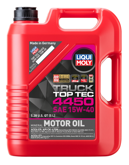 LIQUI MOLY 22038 Top Tec Truck 4450 15W-40 Heavy-Duty Diesel Engine Oil, 5 Liter