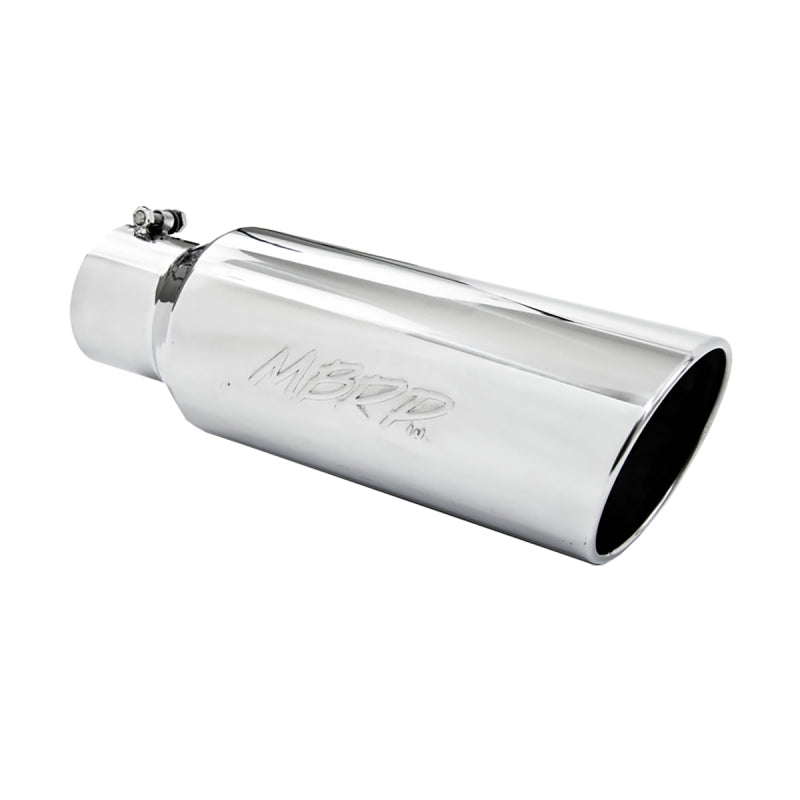 MBRP Universal 6-inch Diameter Rolled End Exhaust Tip - T304 Stainless Steel, 4-inch Inlet, 18-inch Length