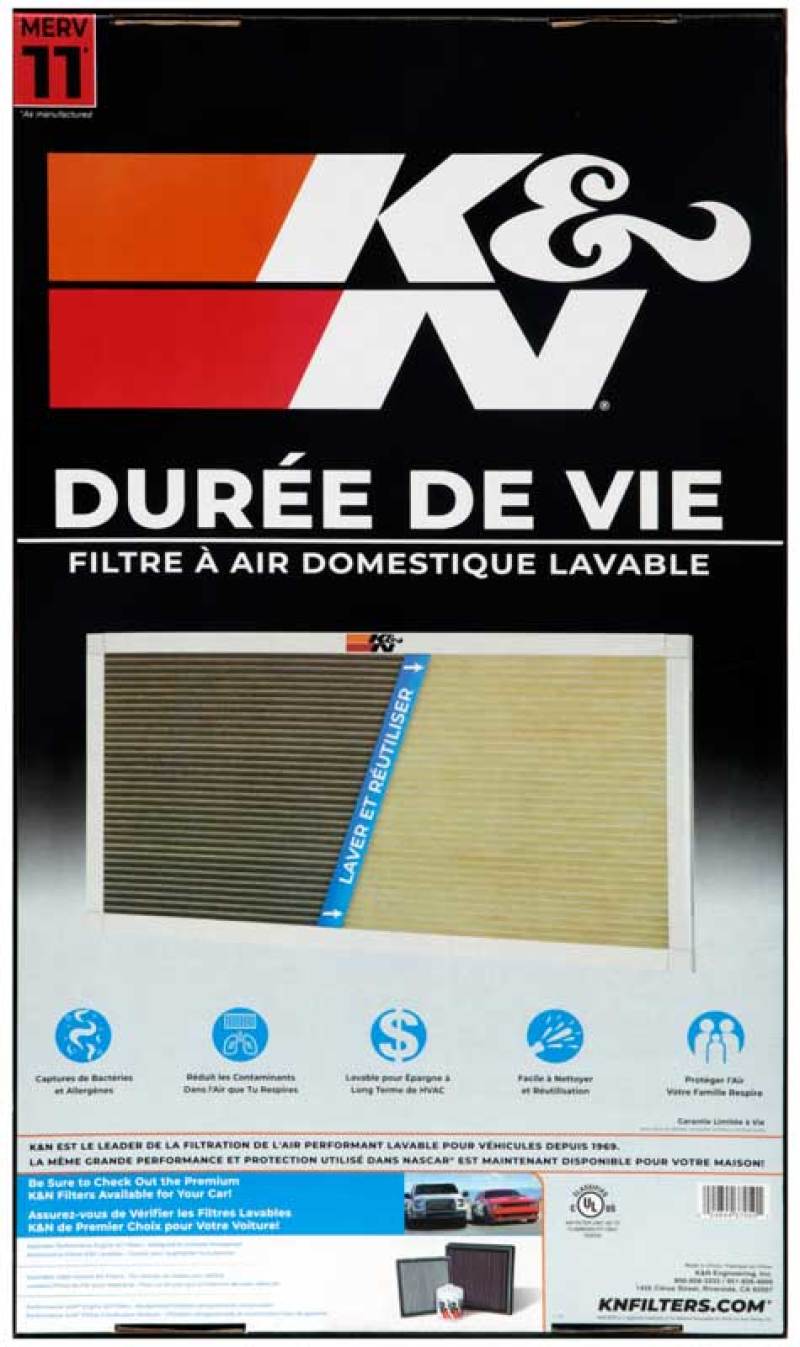 K&N HVAC Filter 14 x 24 x 1 - Reusable Pleated Synthetic Air Filter with MERV 11 Rating