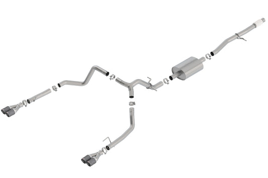 Borla S-Type Cat-Back Exhaust System for 2019-2025 Chevrolet Silverado 1500 and GMC Sierra 1500 with 5.3L V8 - Dual 2.75" to 3.5" Carbon Fiber Tips