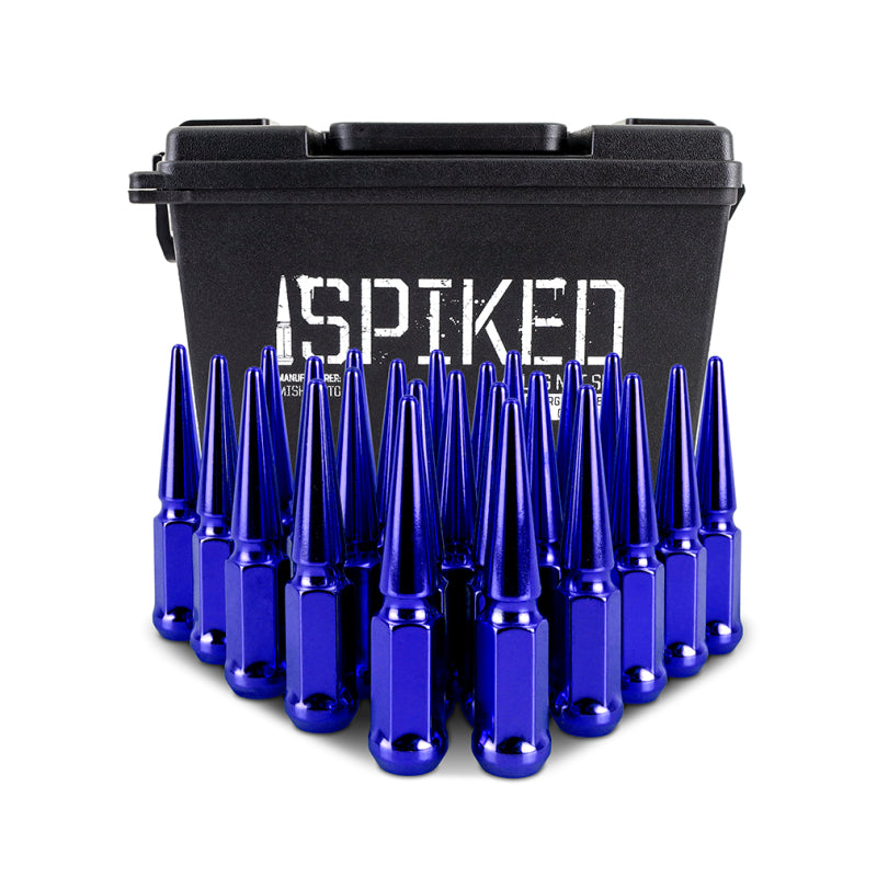 Mishimoto Steel Spiked Lug Nuts M14 x 1.5 - 24 Piece Set in Blue