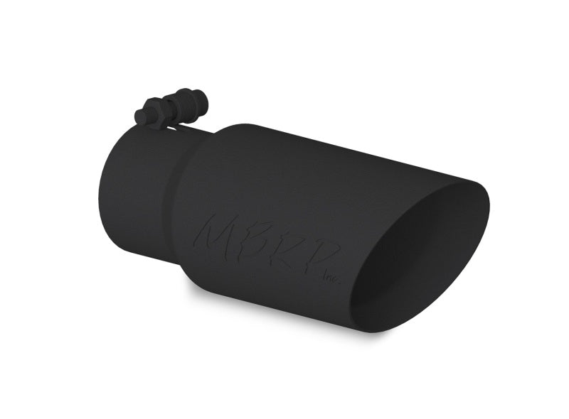 MBRP Universal Dual Wall Angled Exhaust Tip - 4 Inch OD, 3 Inch Inlet, 10 Inch Length, Black Coated Stainless Steel