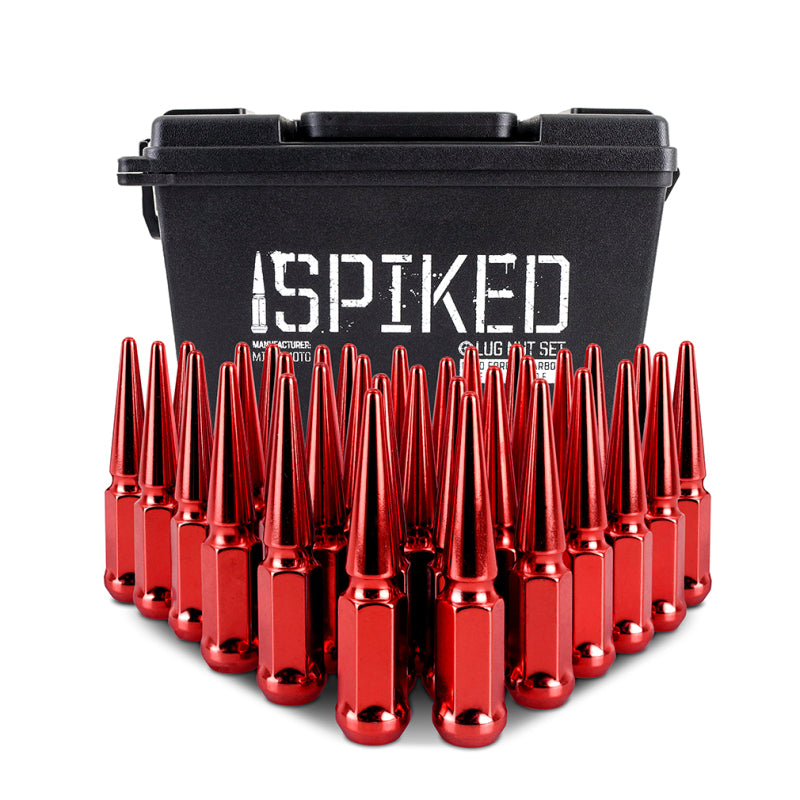 Mishimoto Steel Spiked Lug Nuts M14 x 1.5 - Red, 32-Piece Set