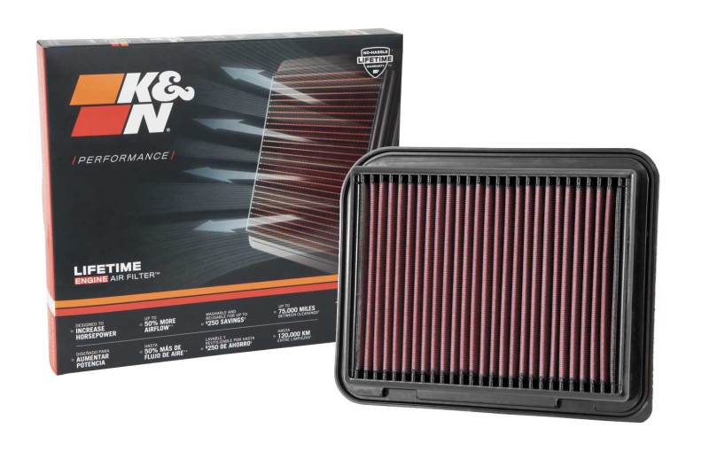 K&N Replacement Panel Air Filter for Mitsubishi Outlander, Lancer, and ASX – Part Number 33-3015
