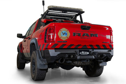Addictive Desert Designs 2025 Ram RHO Stealth Fighter Rear Bumper with Cube Light Mounts and D-Ring Clevises