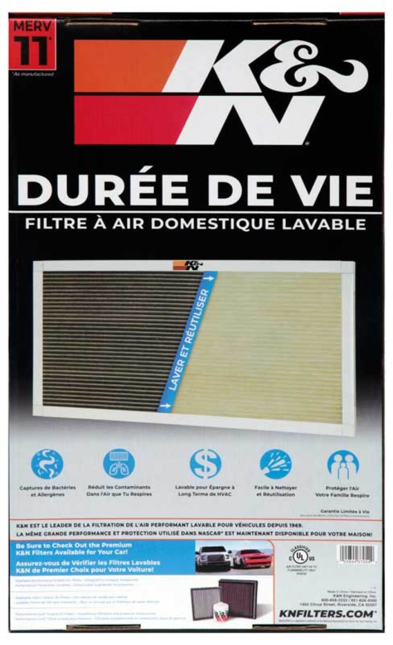 K&N HVAC Filter 12x20x1 - Washable and Reusable Pleated Synthetic Air Filter with MERV 11 Rating