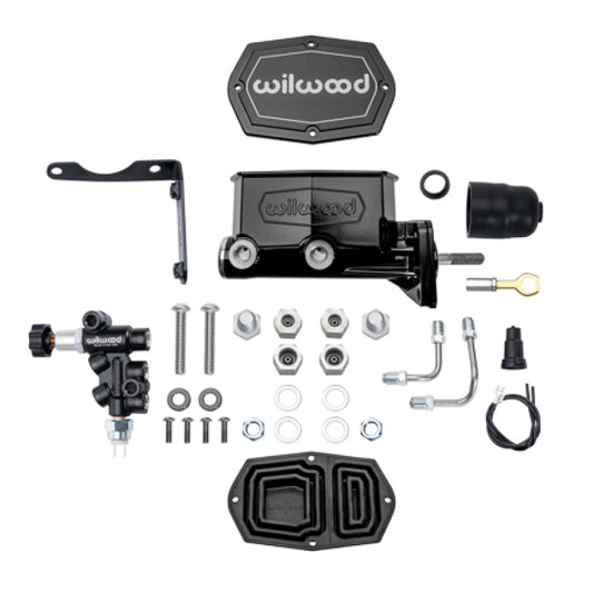 Wilwood Mopar Compact Tandem Master Cylinder Kit with Combination Valve & Pushrod - 15/16 Inch Bore, Black