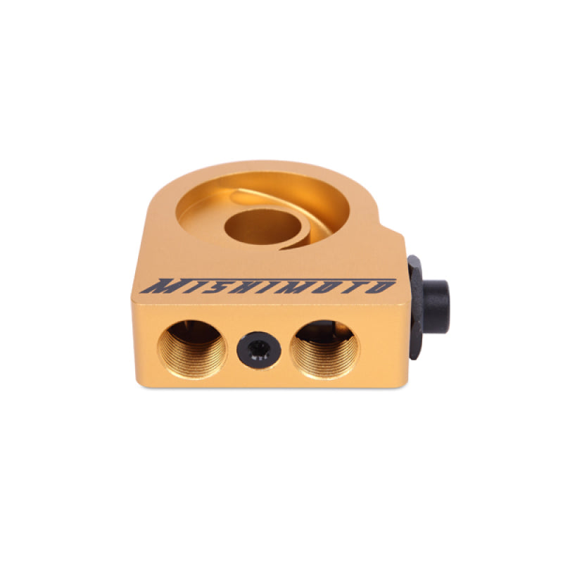 Mishimoto Thermostatic Gold M20 Oil Sandwich Plate - High-Flow Aluminum Oil Cooler Adapter with Built-In Thermostat