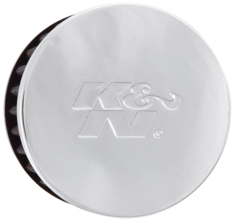 K&N Engineering 62-1440 Chrome and Black Rubber Crankcase Vent Filter – 2.5 Inch Height, 3 Inch Outer Diameter, Clamp-On Design