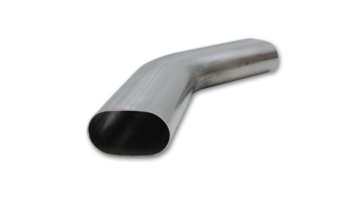 Vibrant 3.5 Inch Oval T304 Stainless Steel 45-Degree Mandrel Bend with 6 Inch Legs
