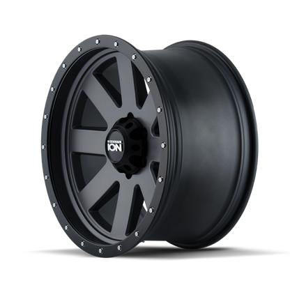 ION Wheels Type 134 18x10 Matte Gunmetal and Black Beadlock Wheel with 5x139.7 Bolt Pattern and -19mm Offset