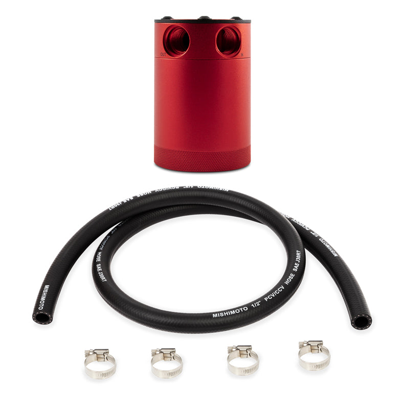 Mishimoto Compact Baffled Oil Catch Can - 2-Port Aluminum Oil Separator for PCV and CCV Systems
