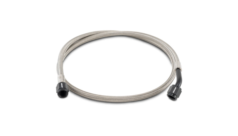Vibrant Pre-Assembled PTFE Lined Stainless Steel Hose Assembly -4AN, 36 Inch Length, Straight and 45 Degree Hose Ends