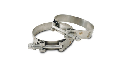 Vibrant SS T-Bolt Clamps Pack of 2 for 4.20-4.60 Inch O.D. Hoses - Reinforced Silicone Coupler Securement