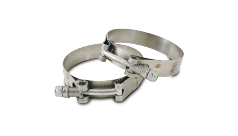 Vibrant SS T-Bolt Clamps Pack of 2 for 2.53 to 2.75 Inch O.D. Hoses - Durable Stainless Steel Automotive Clamps