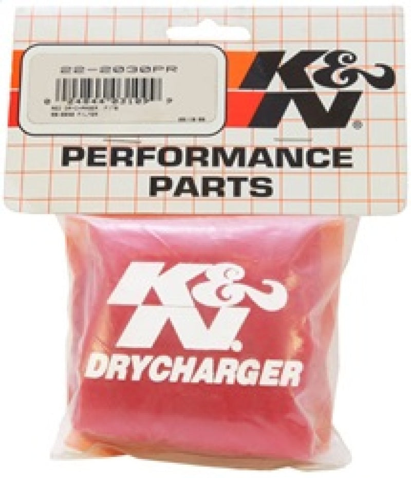 K&N Engineering Red Drycharger 5.25in x 3in Round Tapered Air Filter Wrap for Polaris SL and SLT Models