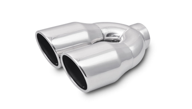 Vibrant 2.5-inch ID Dual 3.5-inch OD Round Stainless Steel Exhaust Tip (Single Wall Angle Cut)