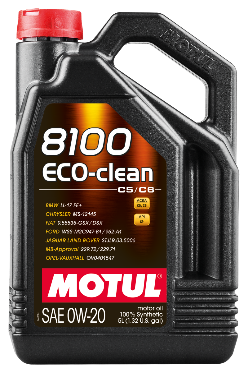 Motul 5L Synthetic Engine Oil 8100 0W20 Eco-Clean for Gasoline and Diesel Engines