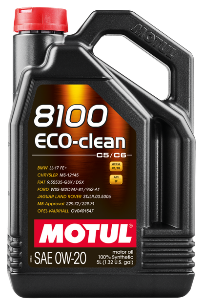 Motul 5L Synthetic Engine Oil 8100 0W20 Eco-Clean for Gasoline and Diesel Engines