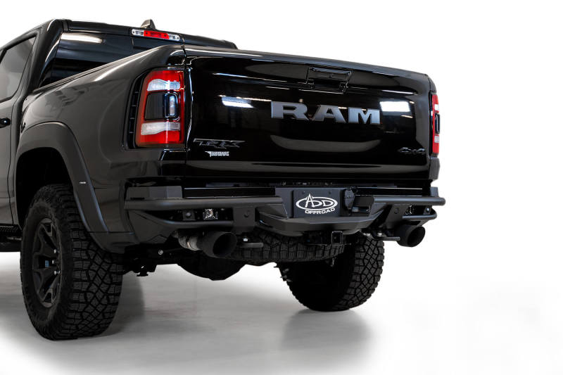 Addictive Desert Designs 2021-2023 Ram 1500 TRX PRO Bolt-On Rear Bumper with Sensors in Hammer Black
