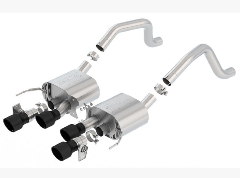 Borla ATAK Axle-Back Exhaust System for 2015-2019 Chevrolet Corvette C7 Z06 & Grand Sport with NPP Valves, Black T-304 Stainless Steel Tips