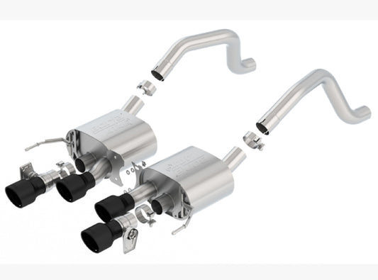 Borla ATAK Axle-Back Exhaust System for 2015-2019 Chevrolet Corvette C7 Z06 & Grand Sport with NPP Valves, Black T-304 Stainless Steel Tips