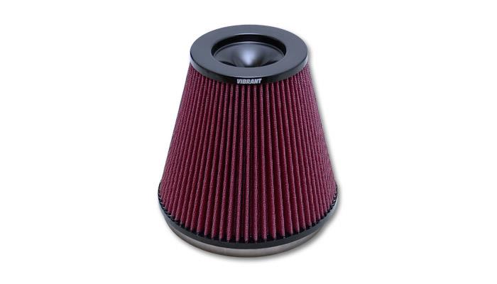Vibrant The Classic Performance Aluminum Bellmouth Air Filter for Velocity Stacks – 5 inch Cone OD, 7 inch Height, 7 inch Flange ID