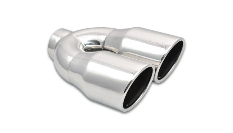 Vibrant 2.5-inch ID Dual 3.5-inch OD Round Stainless Steel Exhaust Tip (Single Wall Angle Cut)