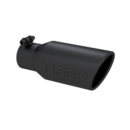 MBRP Universal Angled Rolled End Exhaust Tip - Black Coated Stainless Steel, 4 Inch Outlet Diameter, 2-3/4 Inch Inlet Diameter, 10 Inch Length
