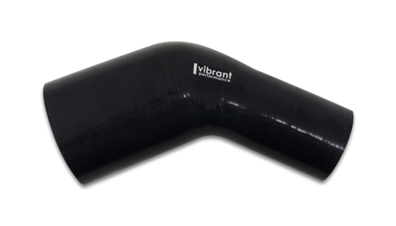 Vibrant 2.00 inch ID x 2.50 inch ID Gloss Black Silicone 45 Degree Transition Elbow - Part 19757