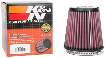 K&N Engineering Universal Rubber Round Tapered Air Filter – 4.5 inch Flange, 5.875 inch Base, 4.5 inch Top, 6 inch Height