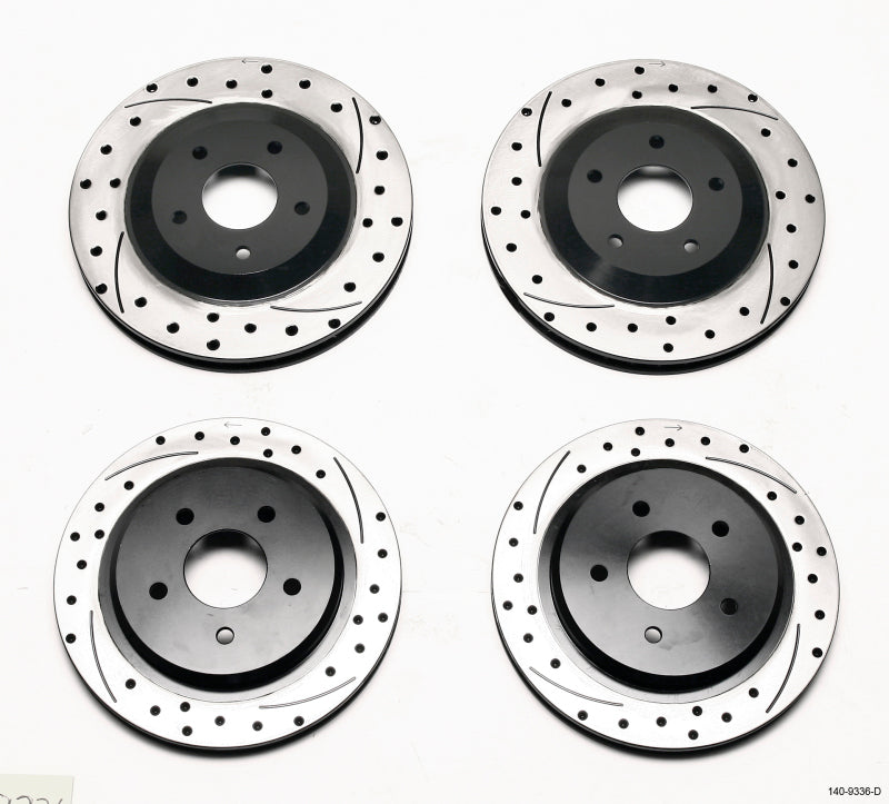 Wilwood Rotor Kit Front and Rear for Chevrolet Corvette 1997-2003 - Dimpled and Slotted Performance Brake Rotors