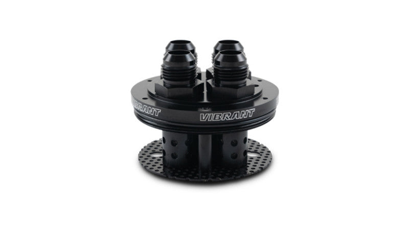 Vibrant 4-Port Catch Can Lid Assembly – Aluminum, Black Anodized, Thread-On Configuration
