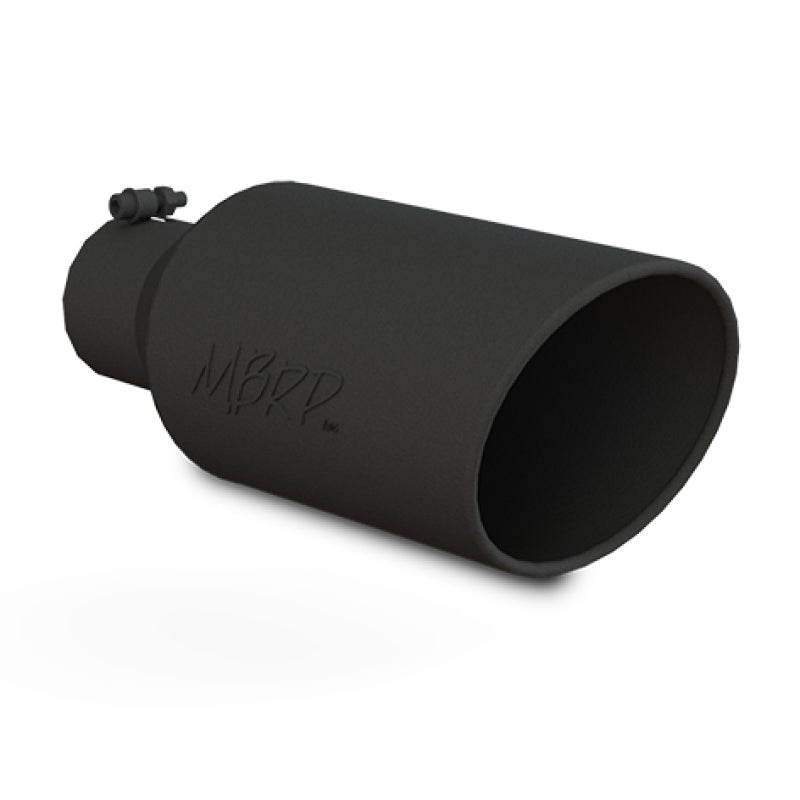 MBRP Universal Exhaust Tip 7 Inch O.D. Black Coated Rolled End with 4 Inch Inlet - 18 Inch Length