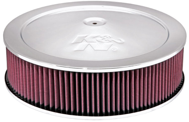 K&N Engineering 14-inch Red Custom Air Cleaner Assembly Part #60-1290 for Round Housing Engines