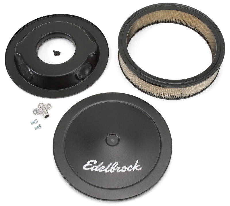 Edelbrock Part 1223 Pro-Flo Series 14-Inch Round Chrome Air Cleaner for Holley and Carter AFB Carburetors