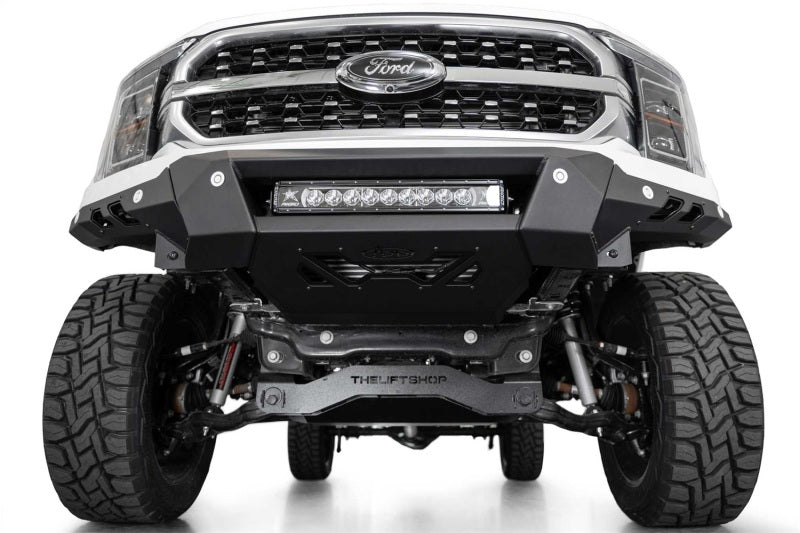 Addictive Desert Designs Black Label Front Bumper for Ford F-150 2021-2022 – Satin Black with 20-Inch LED Light Bar Mount
