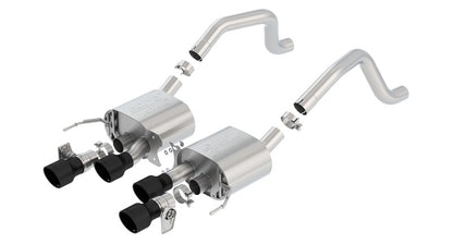 Borla ATAK Axle-Back Exhaust System for 2015-2019 Chevrolet Corvette C7 Z06 & Grand Sport with NPP Valves, Black T-304 Stainless Steel Tips