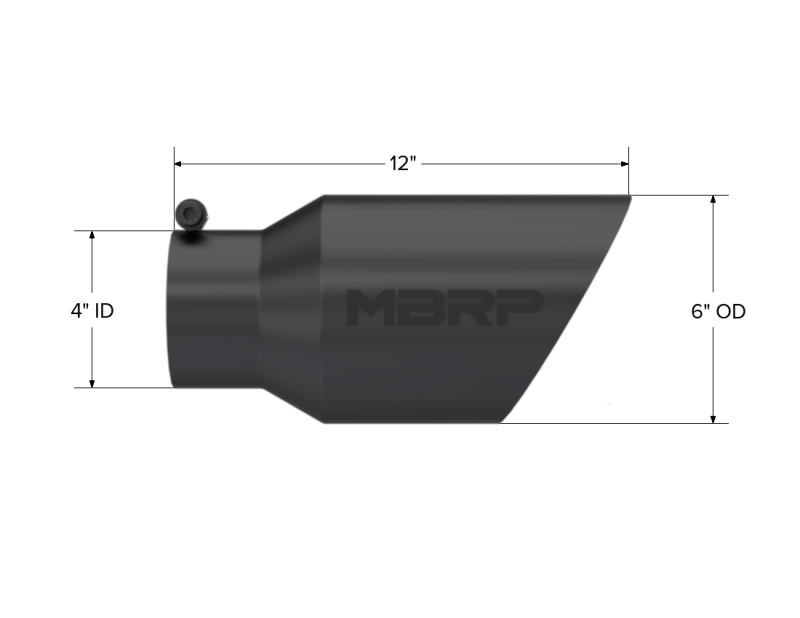 MBRP Universal Dual Wall Angled Exhaust Tip with Black Finish, 4-inch Inlet, 12-inch Length