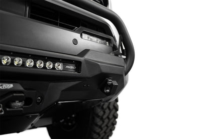 Addictive Desert Designs 2024 Toyota Tacoma Stealth Center Mount Winch Front Bumper with Top Hoop and 20-Inch Light Bar Mount