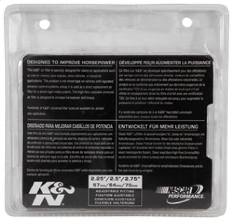 K&N Engineering Adjustable Universal Chrome Air Filter Part RG-1003RD-L