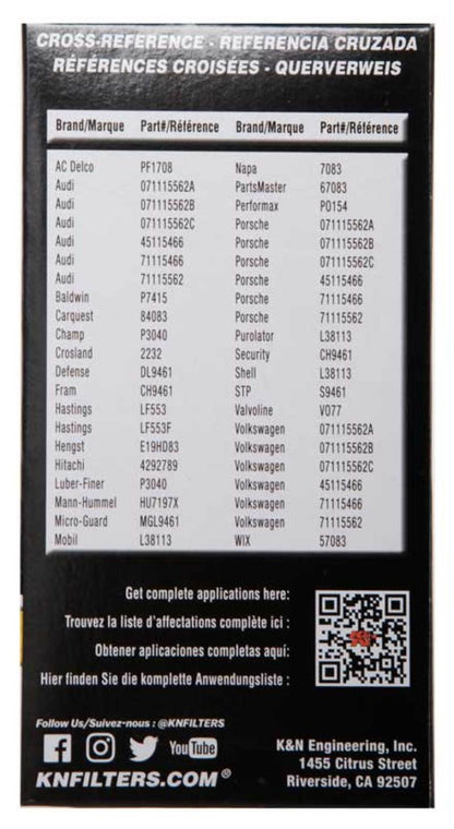 K&N Engineering HP-7031 performance oil filter for 2006-2014 Volkswagen Jetta and CC models