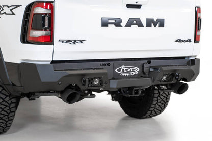 Addictive Desert Designs 2021 Dodge Ram 1500 TRX Stealth Fighter Rear Bumper – Hammer Black with D-Rings and Cube Light Mounts