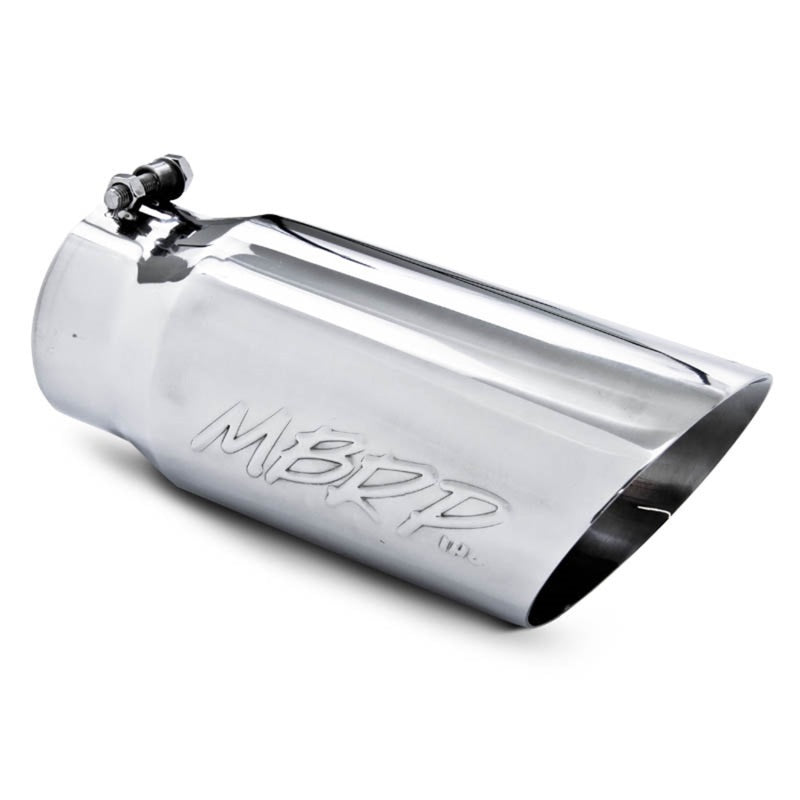 MBRP Universal 5 inch Dual Wall Angled Exhaust Tip - T304 Stainless Steel, 4-inch Inlet