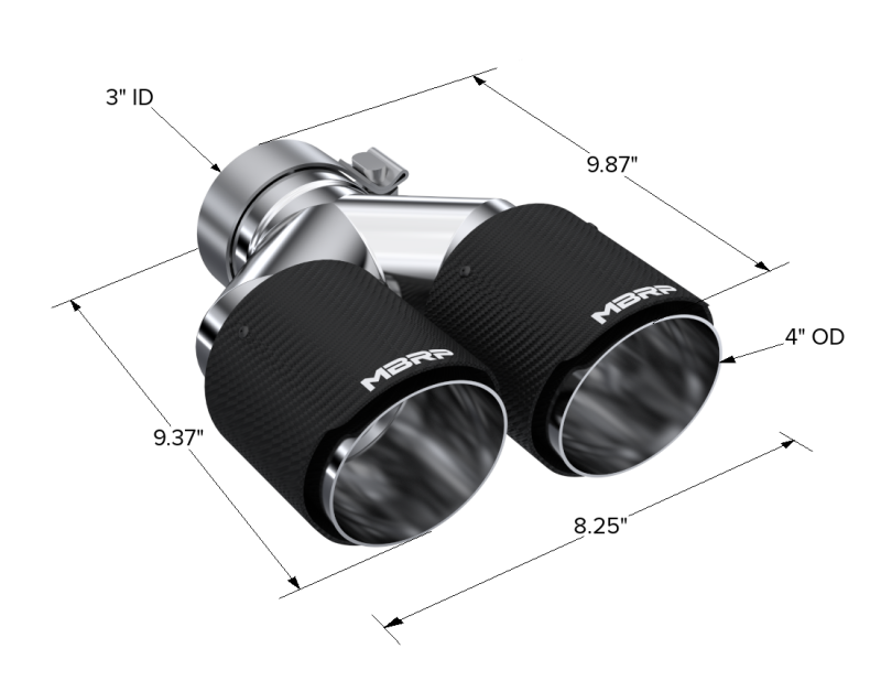MBRP 3-inch Dual Wall Carbon Fiber Exhaust Tip with Dual Out - Right and Left Side Fit