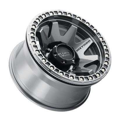 Method MR108 17x9 Inch Beadlock Wheel with Titanium Finish - 8x6.5 Bolt Pattern, -44mm Offset, 130.81mm Hub Bore