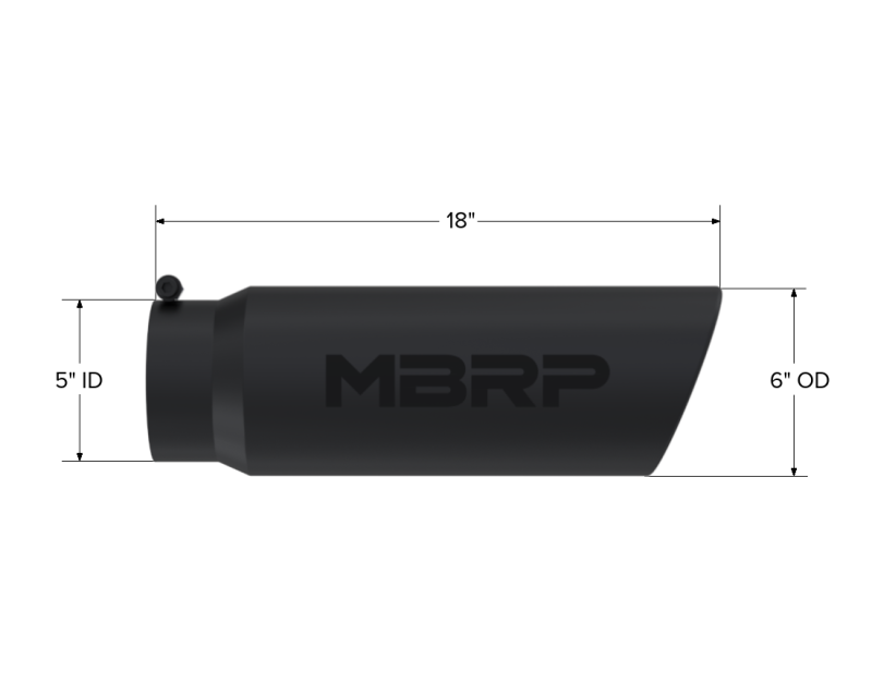 MBRP Universal 6-inch Black Coated Exhaust Tip with Angled Rolled End, Part T5125BLK