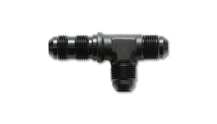 Vibrant -8AN Bulkhead Adapter Tee on Run Fittings - Anodized Black