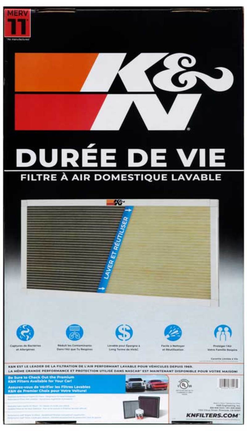 K&N HVAC Filter 14 x 25 x 1 - Reusable Pleated Synthetic Air Filter for Home HVAC Systems