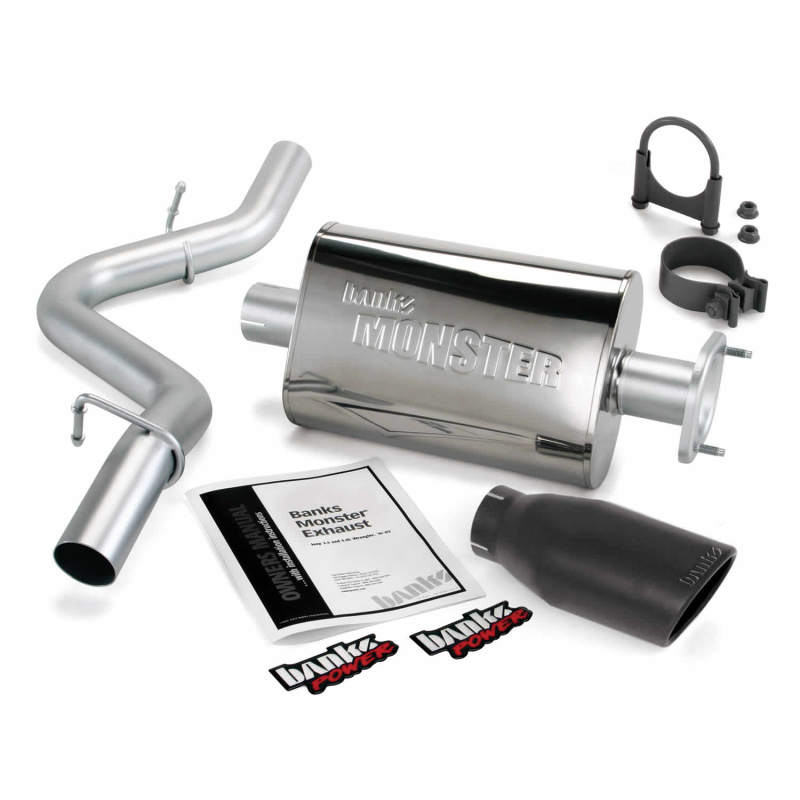 Banks Power 04-06 Jeep Wrangler 4.0L Monster Exhaust System with Stainless Steel 2.5-Inch Single Exit and Black Tip